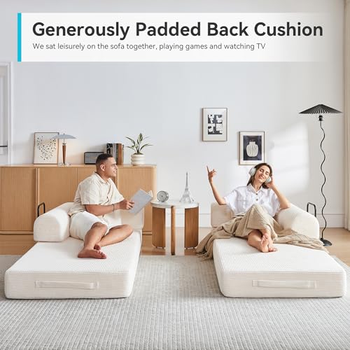 Convertible Sleeper Sofa Bed with Cylindrical Pillow, Comfy Foldable Sofa Bed Compressed Sofa in Box