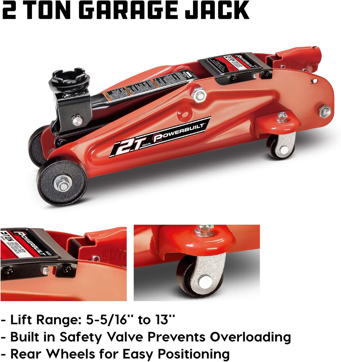 Powerbuilt 6 Piece Car Jack and Garage Creeper Service Set, 2 Ton Vehicle Lift, Jackstands, Folding Creeper, Wheel Chocks