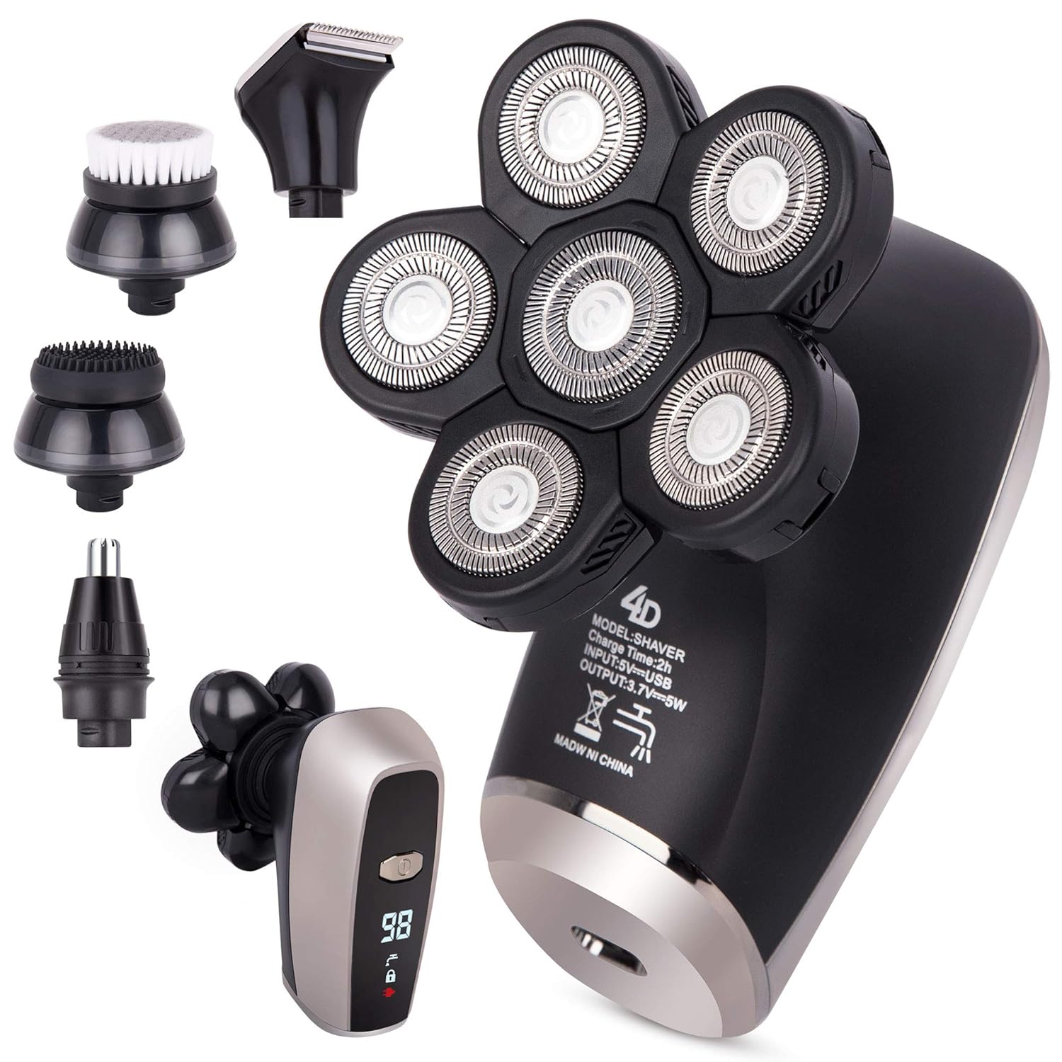 AidallsWellup Men’s 5-in-1 Electric Head Shaver for Bald Men - Head Shaver for Men - Anti-Pinch - Ergonomic Design