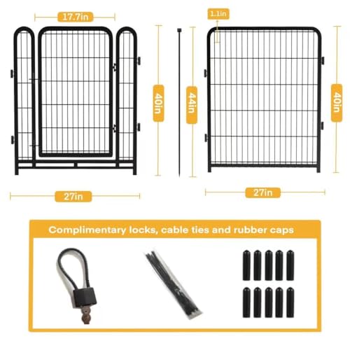 Tall Garden Fence, 32 in(H) 8 Panels Dog Fence Outdoor for Yard. Wide Door Low Threshold Total 17.7 Ft(L)