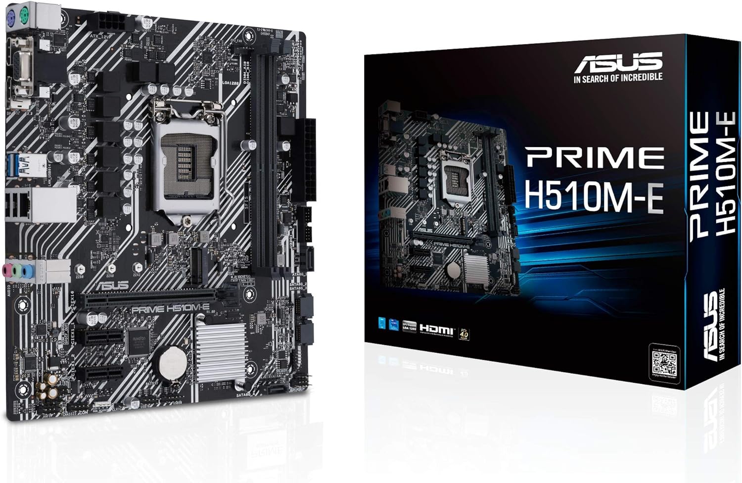 ASUS Prime H510M-E LGA1200 (Intel® 11th/10th Gen) Micro-ATX Motherboard (PCIe 4.0,M.2 Slot, 1Gb LAN, DP,HDMI, D-Sub, USB 3.2 Gen 1, COM Header