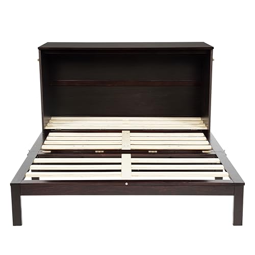 Queen Murphy Bed with Desk and Removable Shelves on Each Side, Murphy Bed Chest Murphy Bed Frame w/USB Port for Home Office, Studio or Guest Room