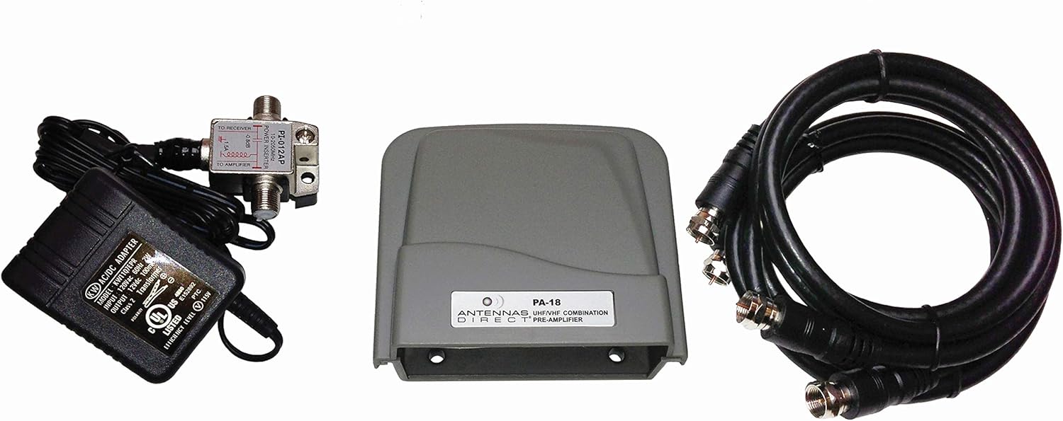 Antennas Direct ClearStream Juice VHF/UHF Low-Noise Preamplifier System, Urban, Rural, Indoor, Outdoor, Low-loss Power Inserter