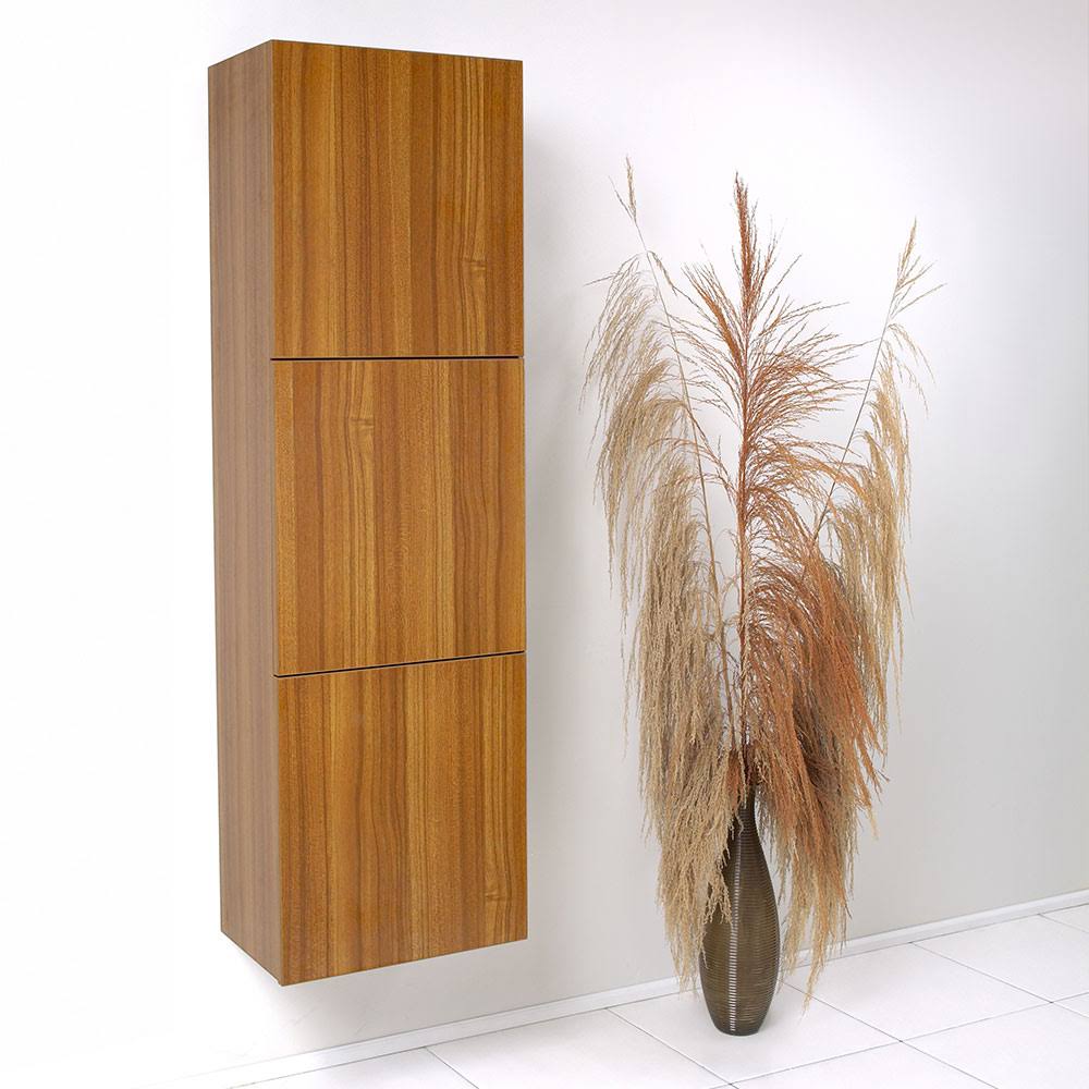 Fresca Bathroom Linen Side Cabinet w/ 3 Large Storage Areas - Teak