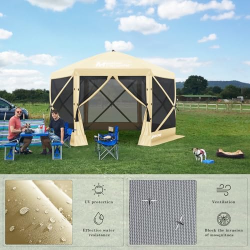MASTERCANOPY 12x12FT Pop Up Gazebo Screen Tent - Instant Screen House with Netting, Quick Set, Outdoor Canopy Shelter with Carry Bag for Camping
