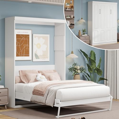 Black Wood Full Size Murphy Bed, Murphy Bed Full Space-Saving Wall Beds
