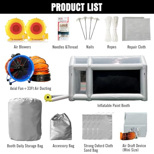 WARSUN Inflatable Paint Booth with Oversized EPA Registered Filters