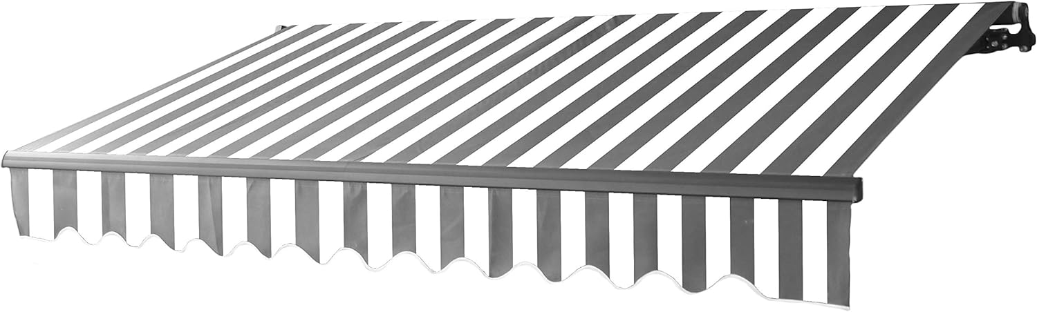 ALEKO Retractable 16x10 Feet Motorized Black Frame Patio Awning - 100% Polyester Canopy, Cover, Sun Shade, Shelter for Yard, Deck, Balcony