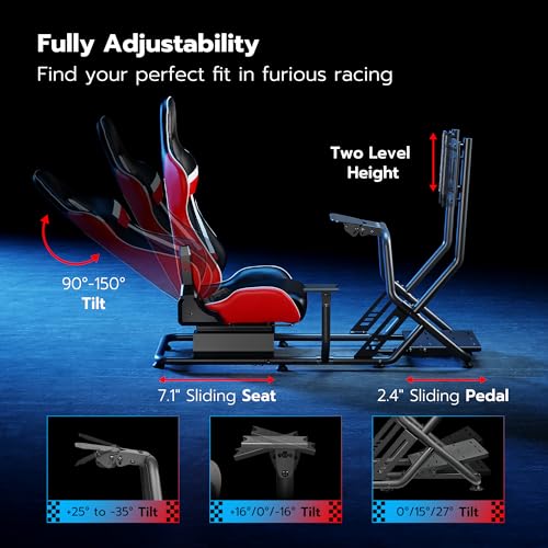 ARES WING Racing Simulator Cockpit with Monitor Mount and Seat, Formula and GT Sim Racing Cockpit Compatible with Fanatec, Thrustmaster, Logitech