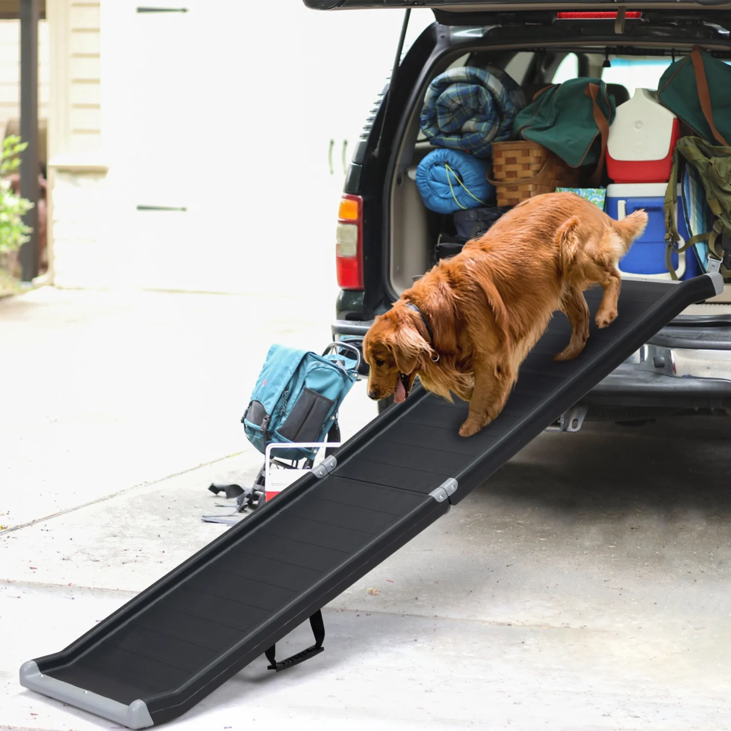 ZJbiubiuHome Folding Pet Ramp  Portable Lightweight Dog and  Ramp  Great for Cars  Trucks and SUVs  Black - Curated Treasures Market