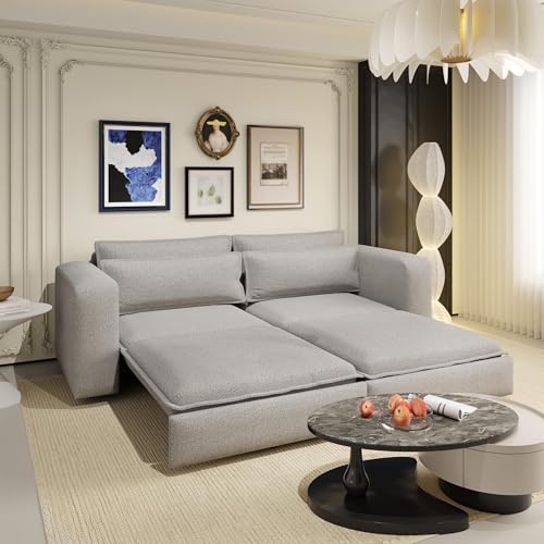 93" King Pull Out Sofa Bed, 3 in 1 Convertible Sleeper Sofa Couch, Comfy 3 Seater Sleeper Bed with 2 Pillows