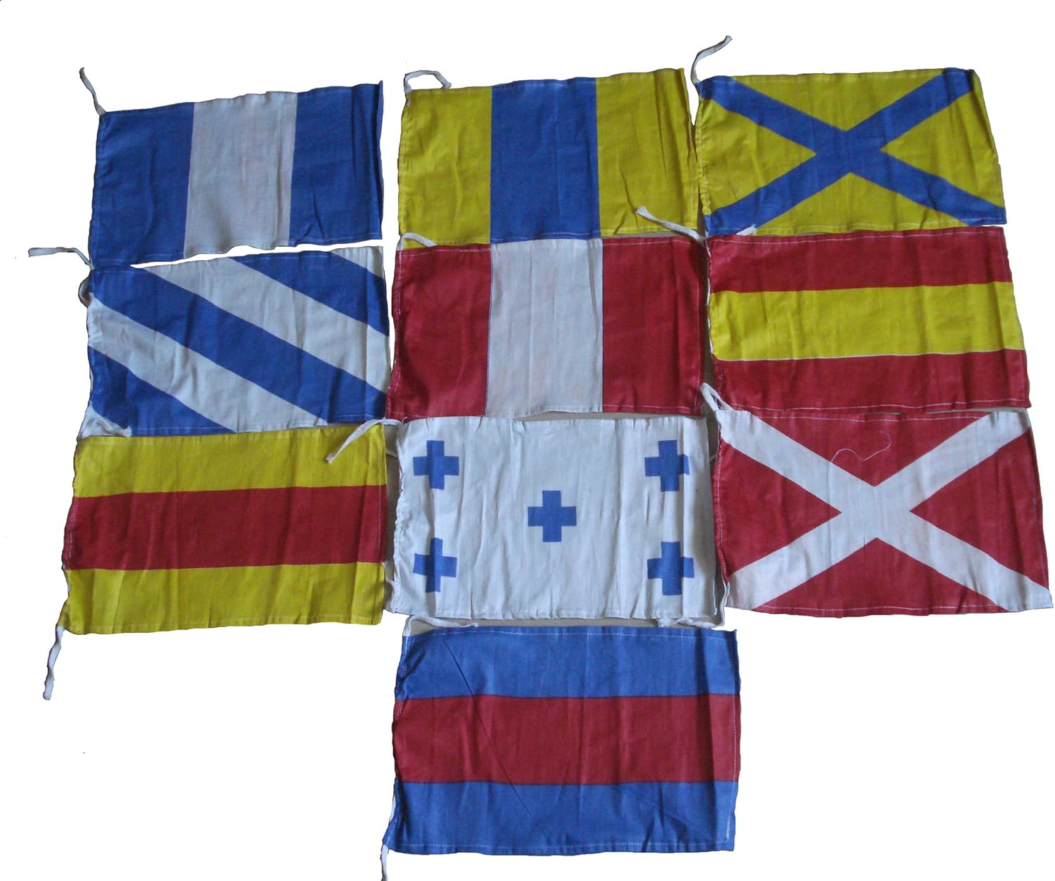 Brass Blessing Naval Signal Flag Set - Complete Set - Maritime/Marine/Boat/Yacht/Beach Party Nautical Decor (Polyester, 14 Flag Set Small)