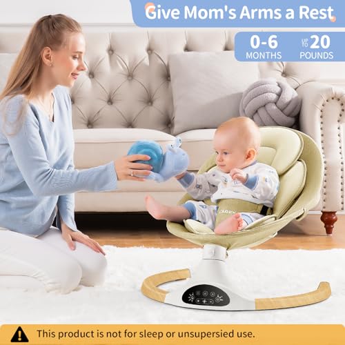LAREX Baby Swing Infant Swing Electric Toddler Baby Rocker Portable for Newborn Boy Girl, 5 Sway Speeds with Remote Control