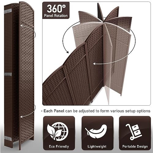 Sorbus 8-Panel Black Room Divider with Double Hinged Panels, 6 ft Tall Folding Privacy Screen