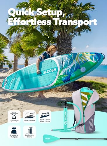 SLOOSH Inflatable Stand Up Paddle Board, 10'6" Inflatable Paddle Boards with Premium Accessories, Non-Slip EVA Deck, Ultra-Light Carry Bag Pump