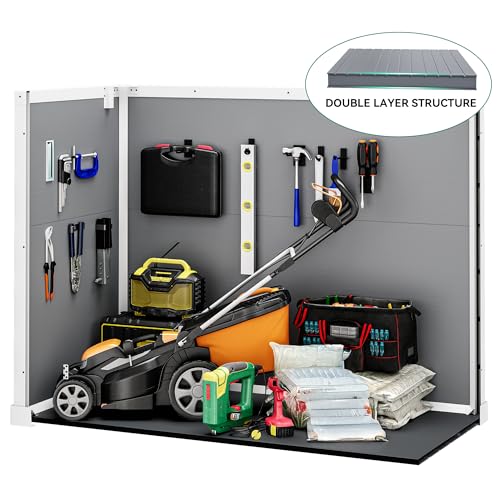 DWVO 5x3ft Resin Outdoor Storage Shed with Floor, Waterproof Lockable Storage Shed with Window, Plastic Outside Tool Storage for Garden, Backyard