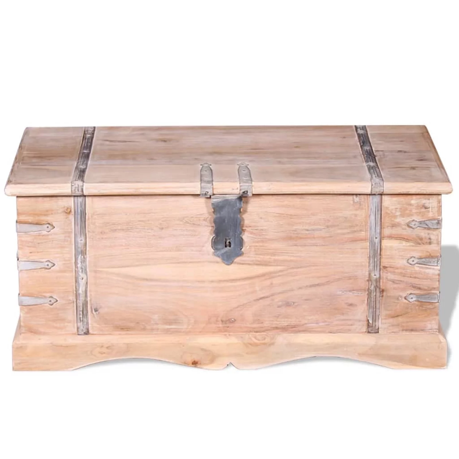 Dcenta Wooden Storage Chest, Acacia Wood Storage Box, Wooden Trunk Brown for Living Room, Bedroom, Closet