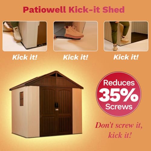 Patiowell 6x4 FT Plastic Outdoor Storage Shed, Resin Shed Perfect to Store Patio Furniture, GardenTools Bike Accessories, Beach Chairs and Lawn Mower