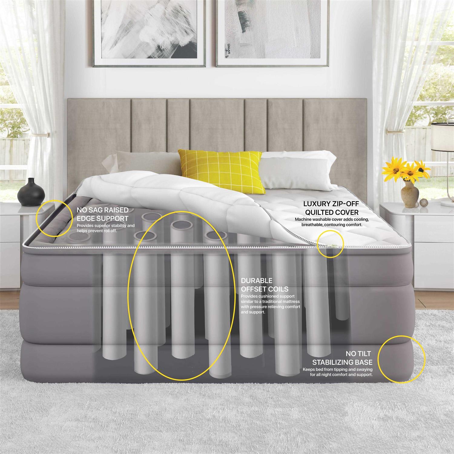 Beautyrest 20 Cushion Aire Quilted Pillow Top Air Mattress with Built-in Pump Queen - Sports Supplies Online Store