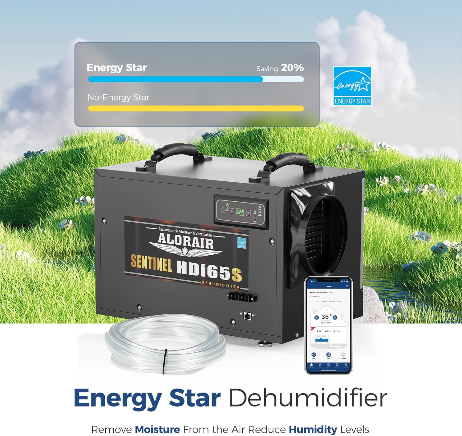 ALORAIR Crawl Space Dehumidifiers, 120 PPD Energy Star Wi-Fi APP Controls Crawlspace Dehumidifiers with Pump and Hose