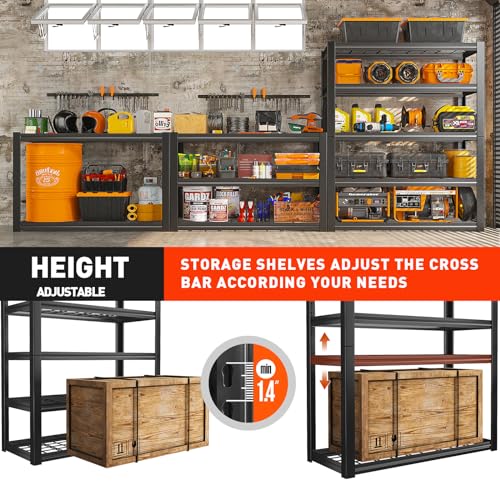 REIBII 60" W Garage Shelving Heavy Duty Metal Shelving 3000LBS Storage Shelves Adjustable Metal Shelves for Storage Industrial Garage Shelves for