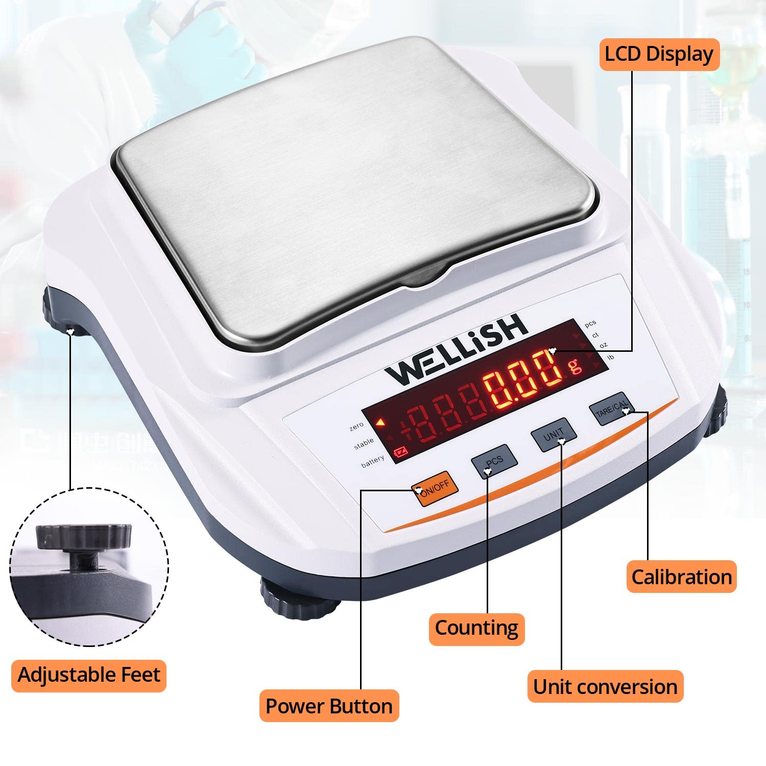 Lab Scale 2000g/0.01g High Precision Digital Scale Analytical Balance Electronic Scale for Kitchen Lab Weighing