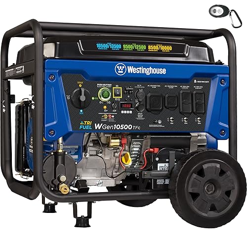Westinghouse 13500 Peak Watt Tri-Fuel Home Backup Portable Generator, Remote Electric Start, Transfer Switch Ready, Gas, Propane