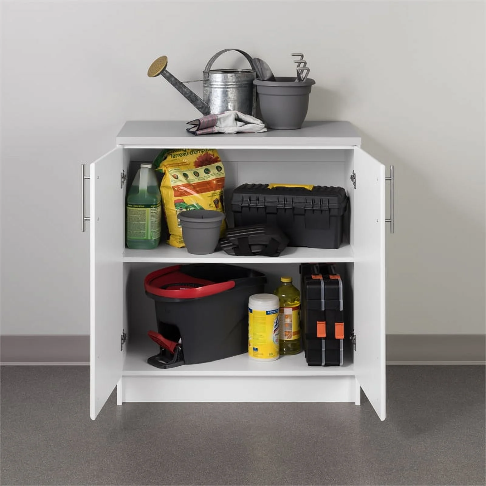 Pemberly Row White Engineered Wood Base Cabinet with Melamine Countertop