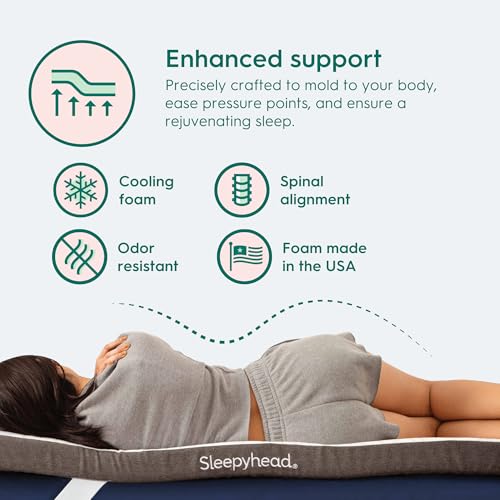 Sleepyhead Twin XL 2 Inch Gel Memory Foam Mattress Topper for College Dorm – Thick