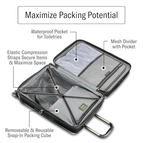 Samsonite Carry-On Pro Front Pocket Hardside Expandable 21-Inch Octiv Luggage: Durable & Impact Resistant, 360° Aero Trac Spinner Wheels