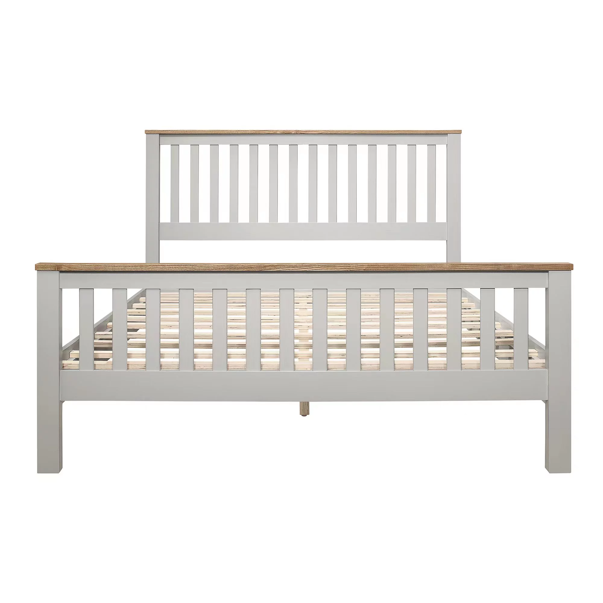 uhomepro Gray Queen Bed Frame with Headboard, No Box Spring Needed, Country Style Bedroom Furniture