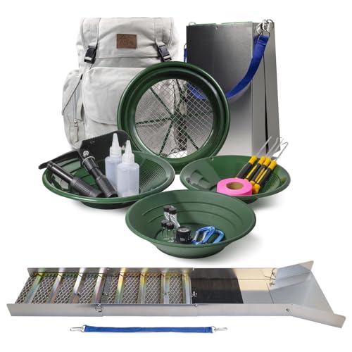 ASR Outdoor Deluxe 50" Aluminum Folding Sluice Box Gold Prospecting Kit, Green