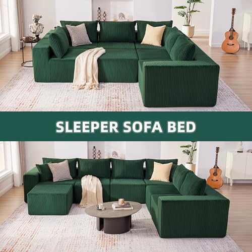 107.4" Cloud Couch Sectional, Modular Sofa with Deep Seat, Plush Corduroy L Shaped Boneless Couch, Convertible Sectional Couches for Living Room