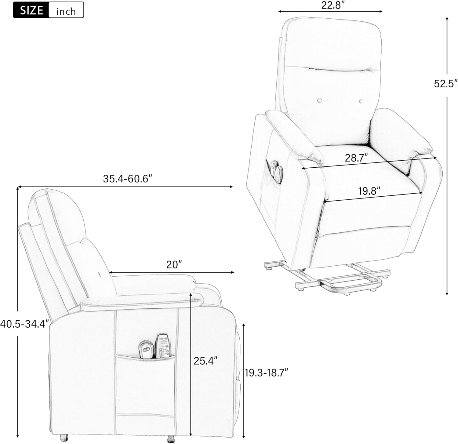 Power Lift Chair for Elderly, Home Theater Seating Lazy Boy Reclinerchair with Adjustable Heated Massage