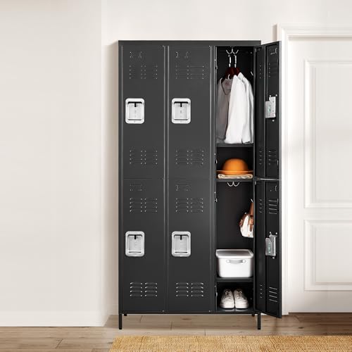 6 Doors Metal Lockers for Employees 72" H Storage Cabinet Lockable Locker with Shelves Steel Storage Locker for Gym School Office Home Requires