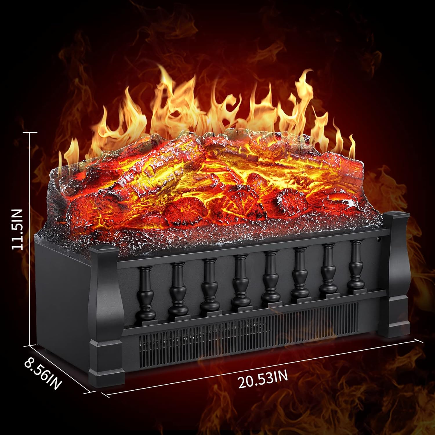 XGRASS Electric Fireplace Log Heater 21 Inch Infrared Quartz Electric Fireplace Remote Control, Realistic Flame Effect, Overheating Protection