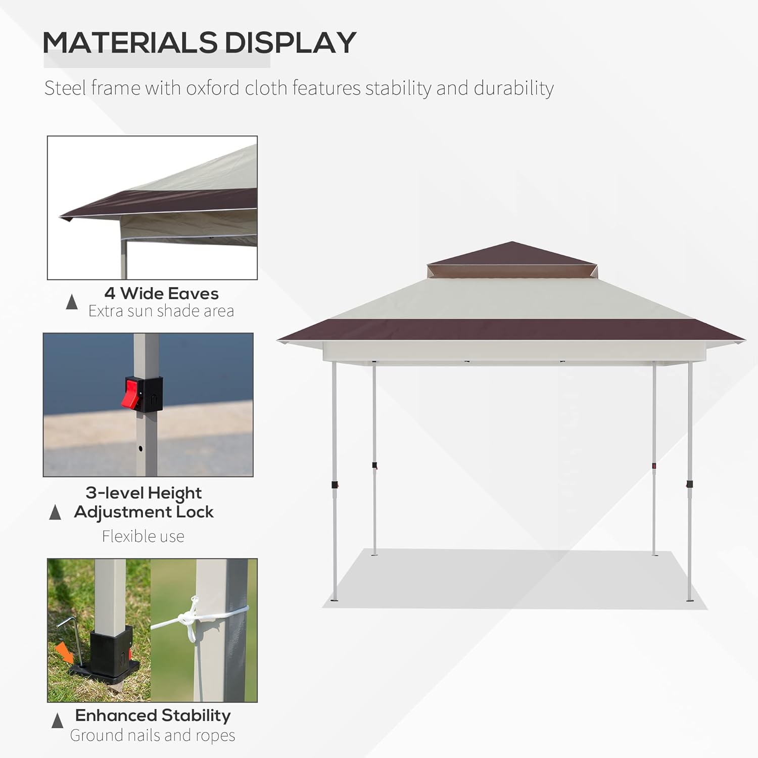 Outsunny 12' x 12' Pop Up Canopy Tent with Netting and Carry Bag, Instant Sun Shelter with 137 sq.ft Shade, Tents for Parties, Height Adjustable