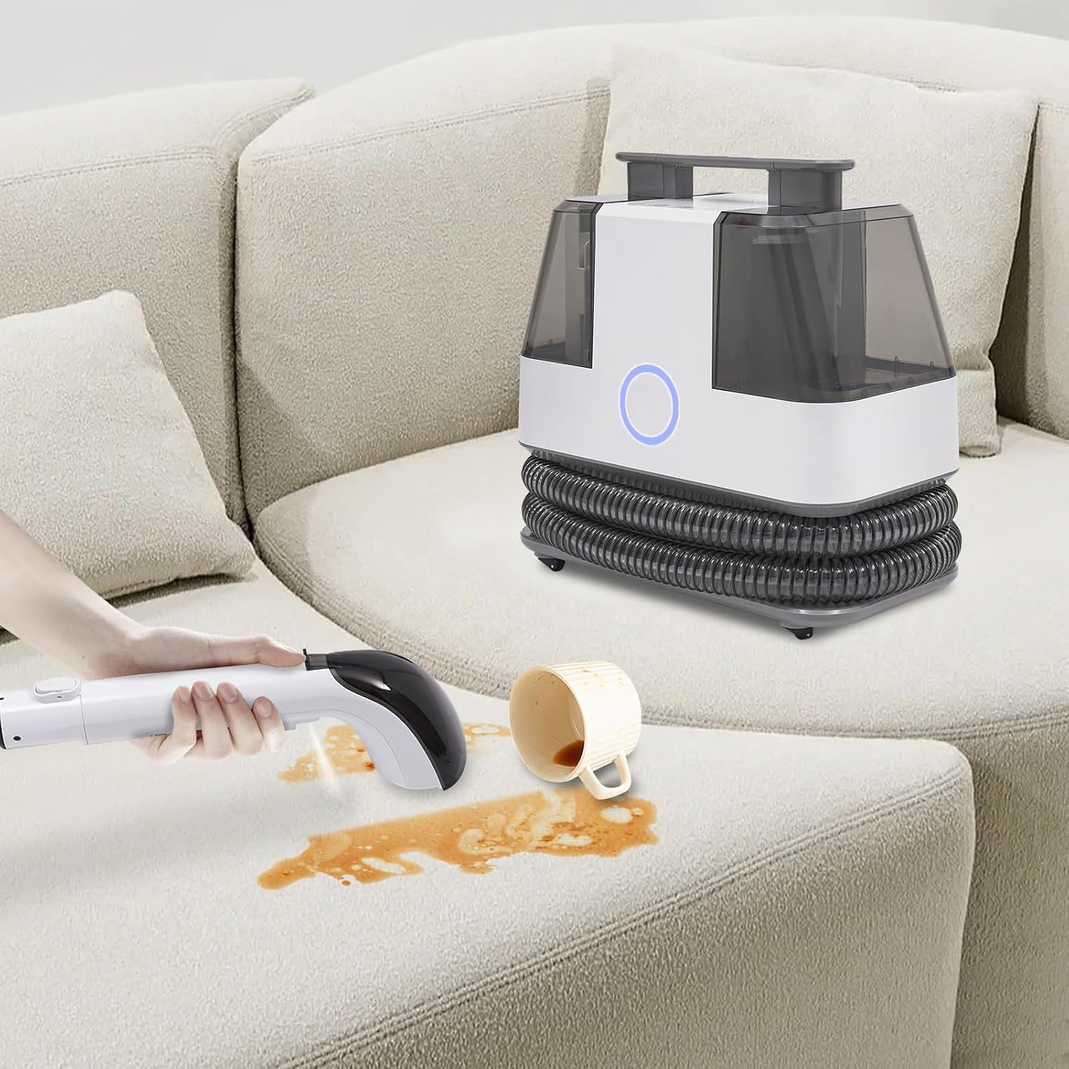 Upholstery Cleaner Machine,Portable Carpet Couch Deep Cleaner,Handheld Rug Spot Cleaner for Pet Stains, Sofa, Rug, Mattress, Car Seat and Curtain
