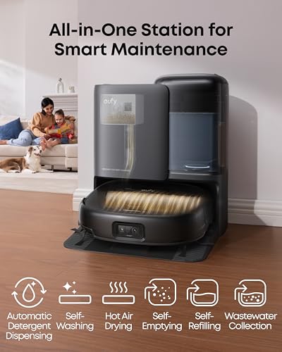 eufy E25 Omni Robot Vacuum and Mop Combo,HydroJet System, 20,000Pa Turbo Suction, Zero-Tangle Design, Edge-to-Corner Deep Cleaning