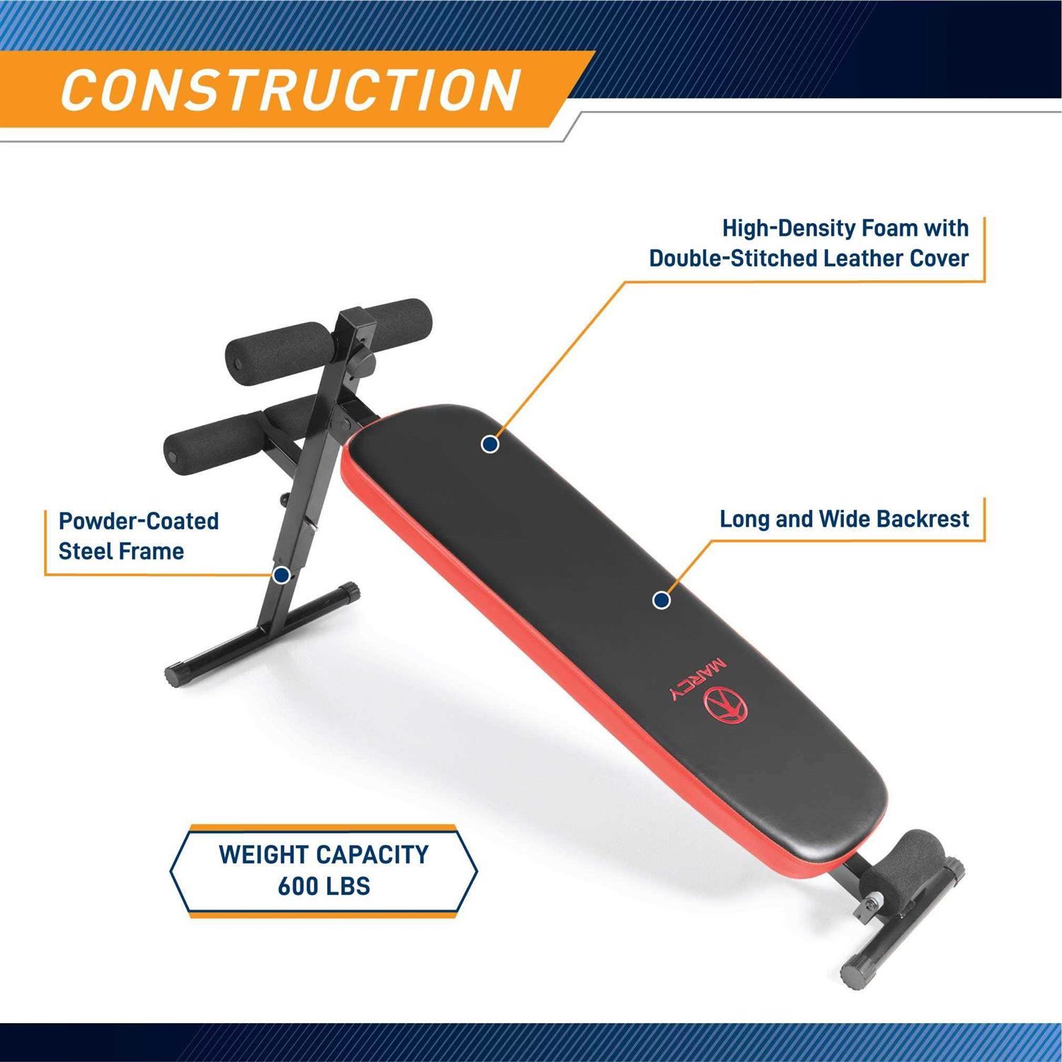 Marcy SB-4606 Utility Slant Board - Black (Black/Red) - Sports Supplies Online Store