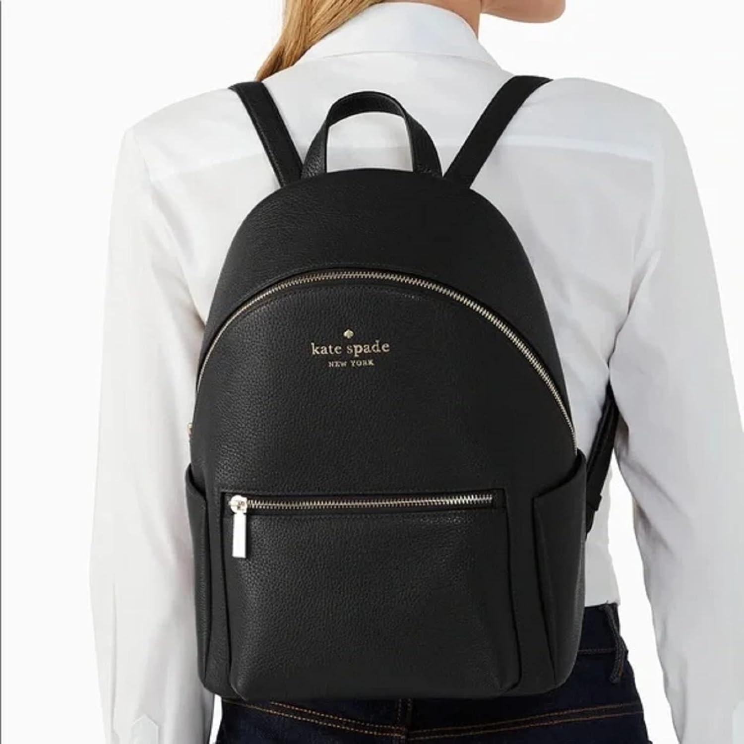 Kate Spade New York Leila Dome Backpack Pebbled Leather Medium (Black)