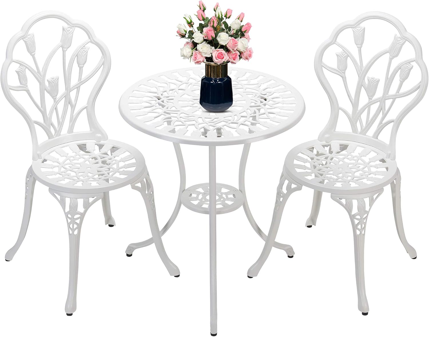 Laurel Canyon 3-Piece Cast Aluminum Patio Bistro Sets Antique Copper Finish Outdoor Furniture with Rust-Resistant Small Round Table and 2 Chairs for
