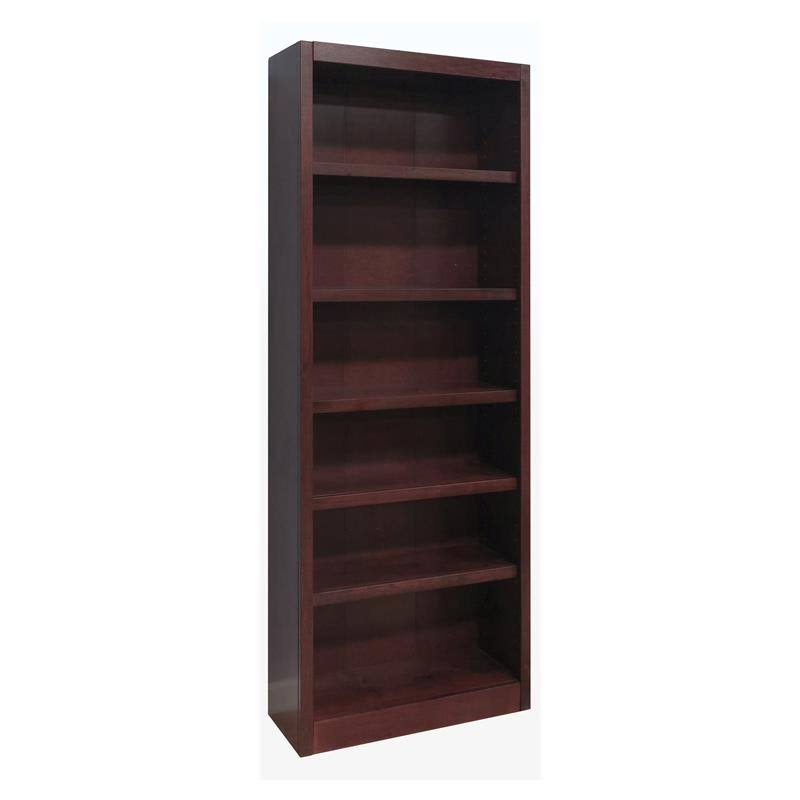 Bowery Hill Traditional 84x22 Tall 6-Shelf Wood Bookcase in Cherry