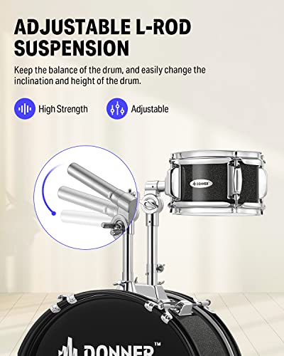Kid Drum Sets-Donner 5-Piece for Beginners, 14 inch Full Size Complete Junior Drum Kit with Adjustable Throne, Cymbal, Hi-Hat, Pedal & Drumstick