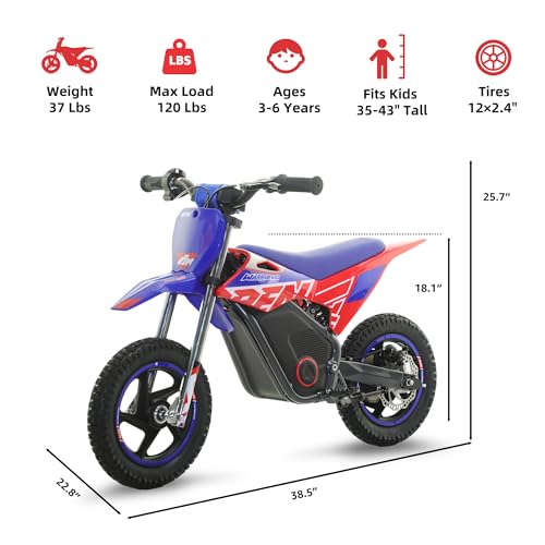 E500 36V Kids Electric Dirt Bike, Electric Motorcycle with 700W Motor | 21.7 mph Max Speed, 15.5-Mile Range & 3 Speeds Off-Road Bike for Ages 4-8