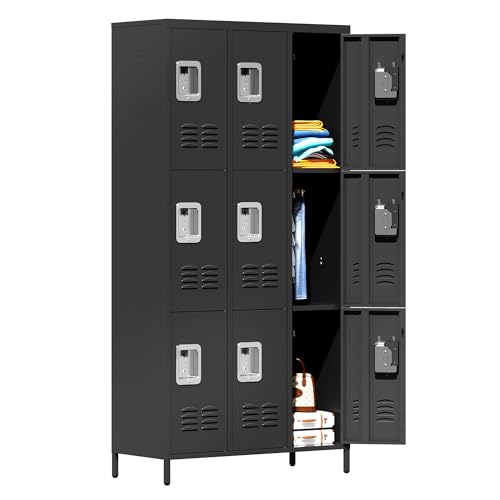 3 Doors Lockers for Employees, Steel Storage Lockers Lockable, Metal Locker Storage Cabinet for Home Office School Gym, Require Assembly (Grey)