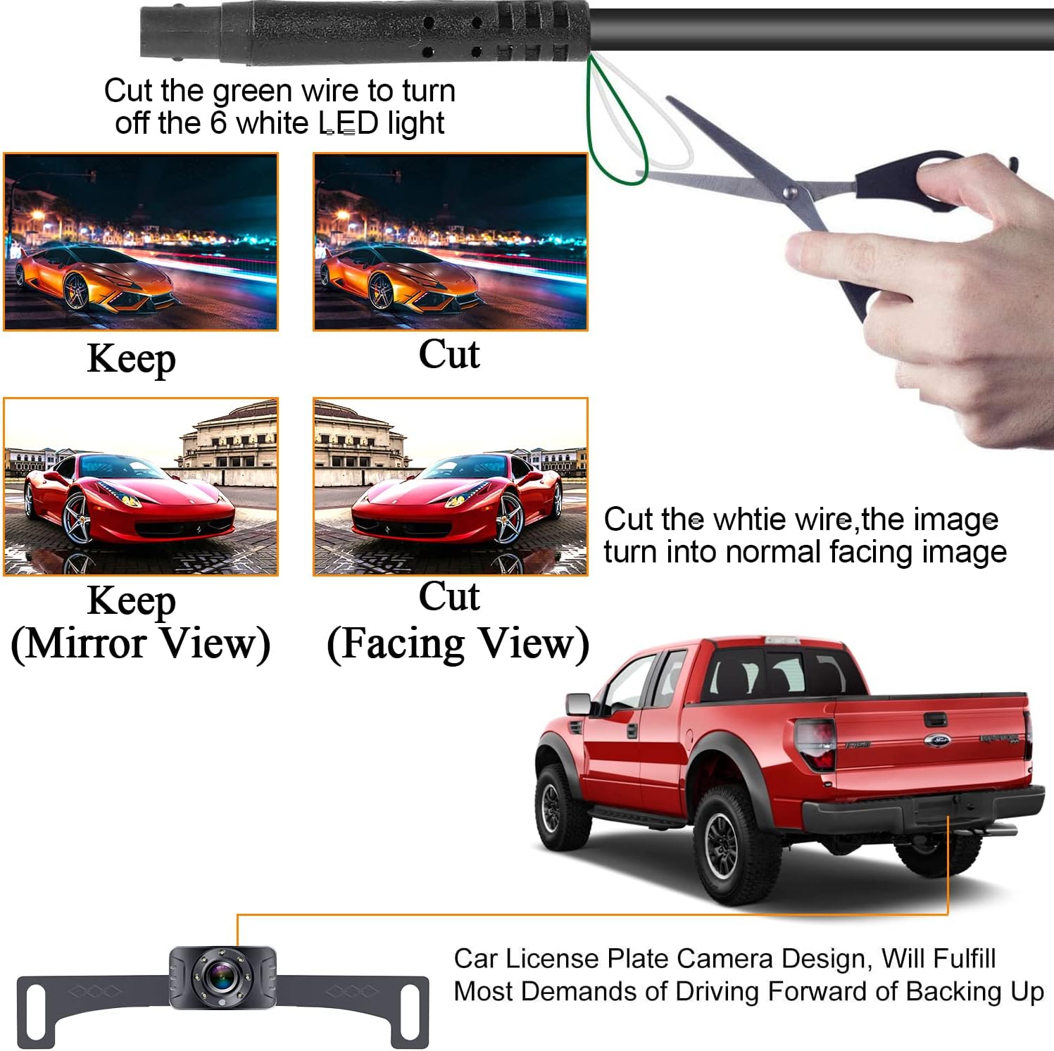 Back up Camera Systems for Car Wired Kit HD 1080P Backup Camera for Truck with 5 Inch Monitor, Rear View Cameras Easy to Install