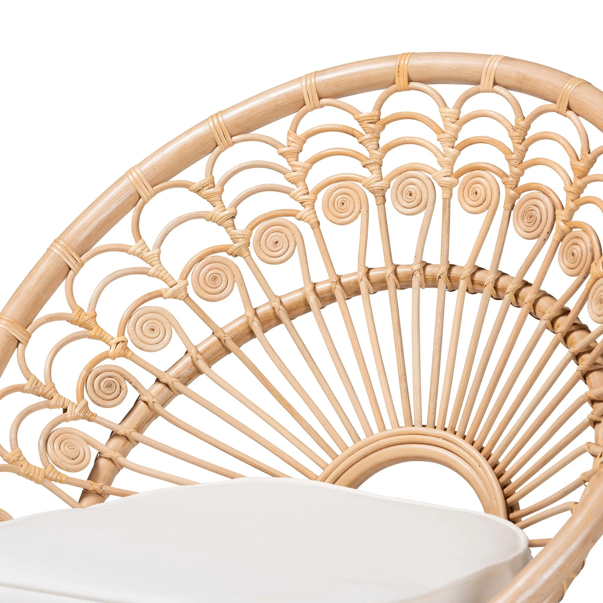 Baxton Studio Abriella Modern Bohemian Natural Brown Rattan Peacock Accent Chair - Radiant Selections
