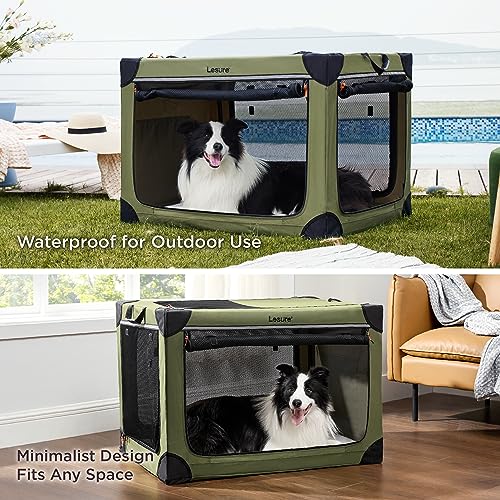 Lesure Soft Collapsible Dog Crate - 42 Inch Portable Travel Crate for Extra Large Dogs Indoor & Outdoor