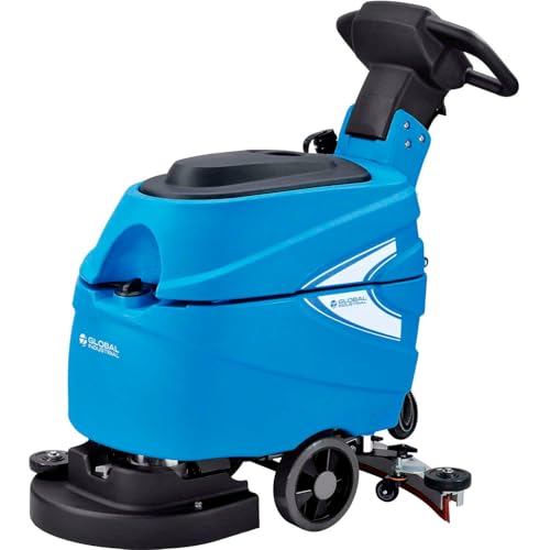 Global Industrial Commercial Electric Walk-Behind Ergonomic Auto Floor Scrubber, Corded, 17" Cleaning Path, 9.2 Gallon Solution Tank